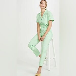 NWOT Rachel Antonoff Lime Green Cotton Draw String Jumpsuit Small